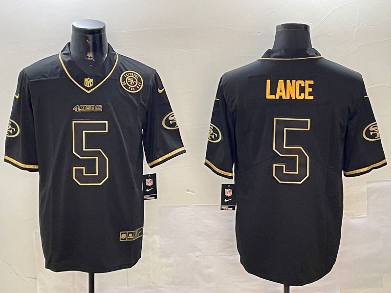 Men San Francisco 49ers #5 Lance Black Gold Throwback 2024 Nike Limited NFL Jersey style 3->san francisco 49ers->NFL Jersey
